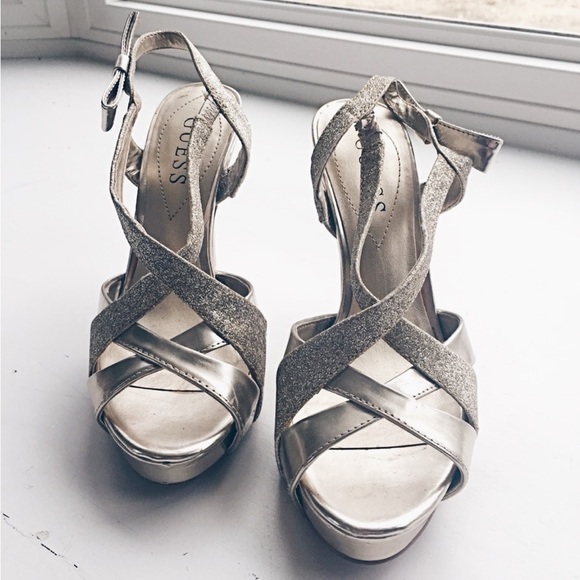 Guess Golden Sparkle Heels - Picture 1 of 9